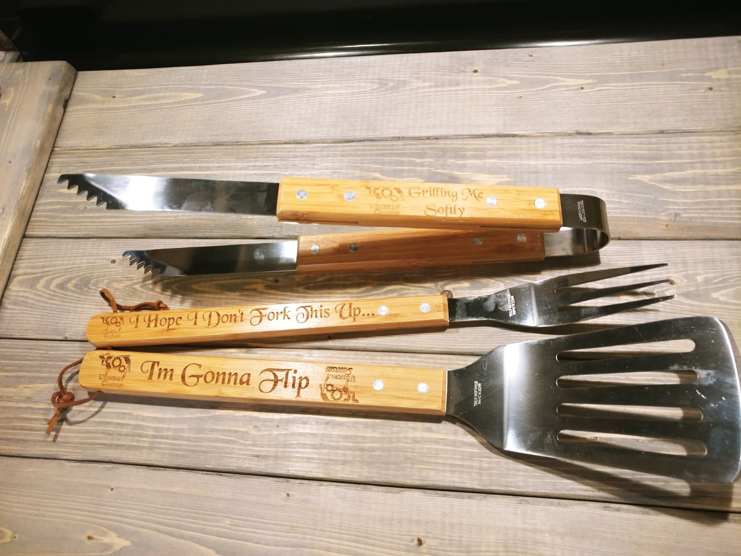 Custom Engraved Grill & BBQ Bamboo and Stainless Steel BBQ Set - Groomsmen, Father's Day, Christmas, Birthday, Housewarming, Retirement - Premium from Udderly Custom LLC - Just $53.95! Shop now at Udderly Custom LLC