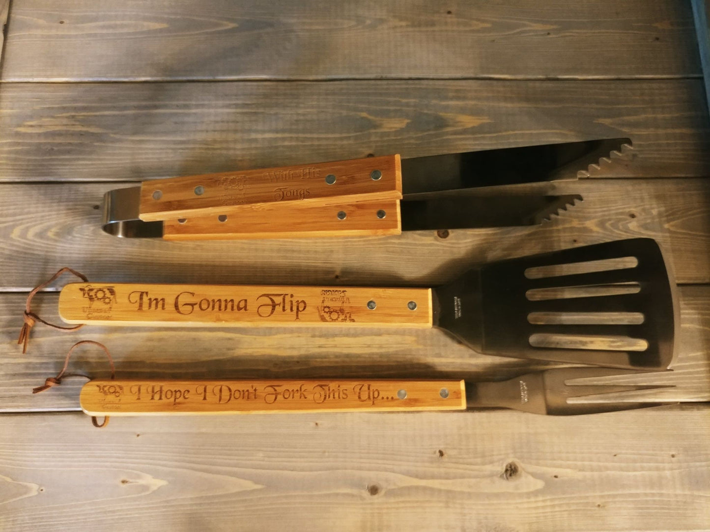 Custom Engraved Grill & BBQ Bamboo and Stainless Steel BBQ Set - Groomsmen, Father's Day, Christmas, Birthday, Housewarming, Retirement - Premium from Udderly Custom LLC - Just $53.95! Shop now at Udderly Custom LLC