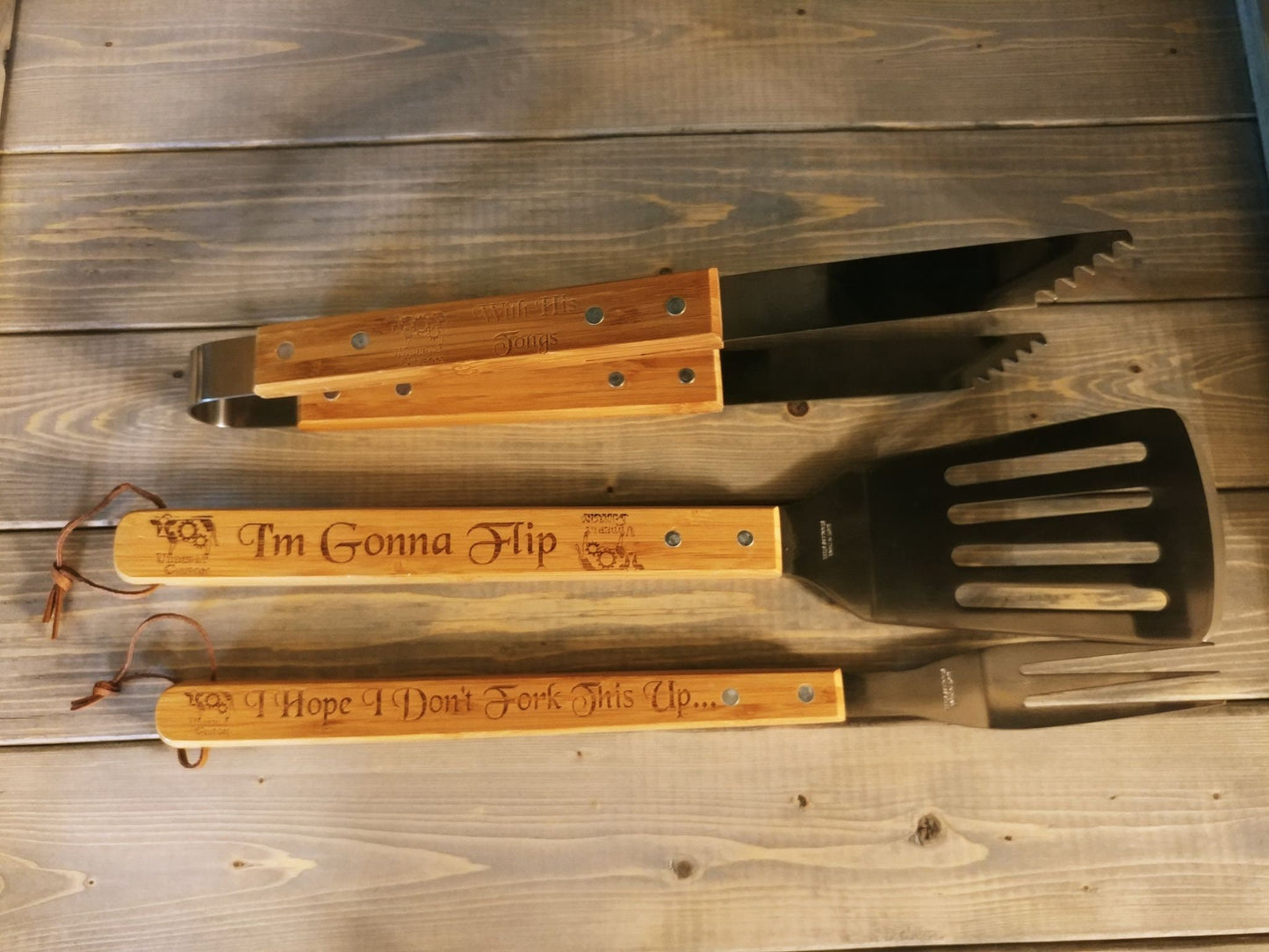 Custom Engraved Grill & BBQ Bamboo and Stainless Steel BBQ Set - Groomsmen, Father's Day, Christmas, Birthday, Housewarming, Retirement - Premium from Udderly Custom LLC - Just $53.95! Shop now at Udderly Custom LLC