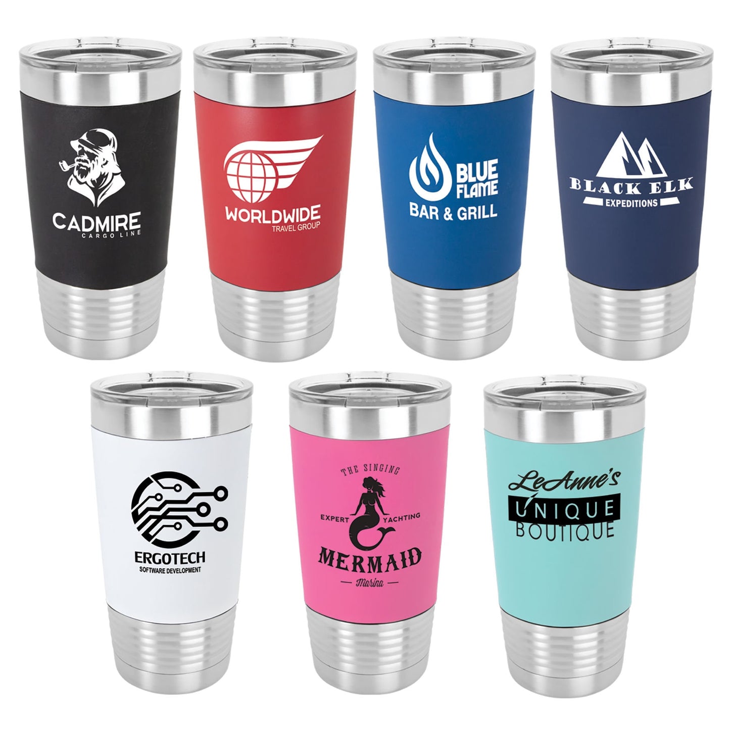 20 oz. Polar Camel Vacuum Insulated Silicone Grip Tumbler Custom Engraved Wedding Party.